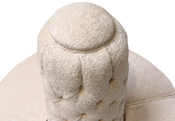 Hollywood Regency Round Banquet Settee Tufted Lobby Sofa in Bouclé, 1980s